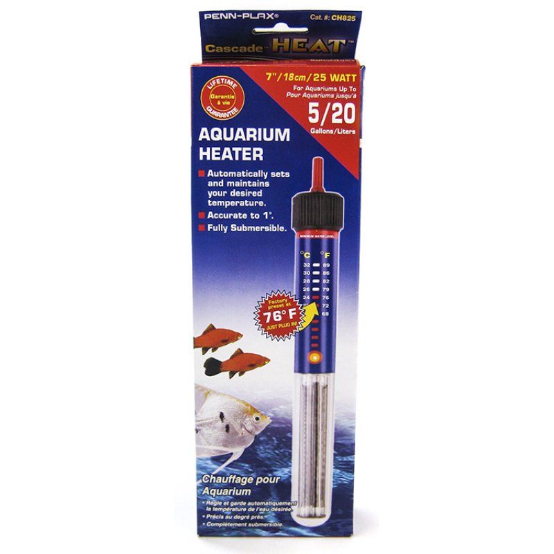 Penn Plax Cascade Submersible Heat Aquarium Heater-Fish-Penn Plax-25 Watts - 7" Long (10 Gallons)-