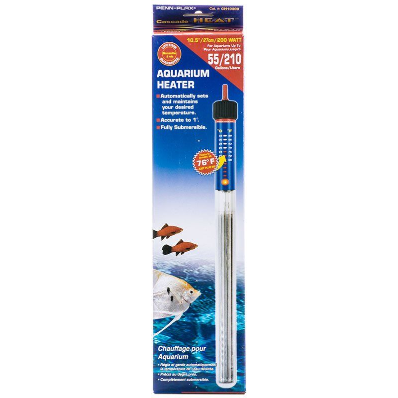 Penn Plax Cascade Submersible Heat Aquarium Heater-Fish-Penn Plax-200 Watts - 10" Long (55 Gallons)-