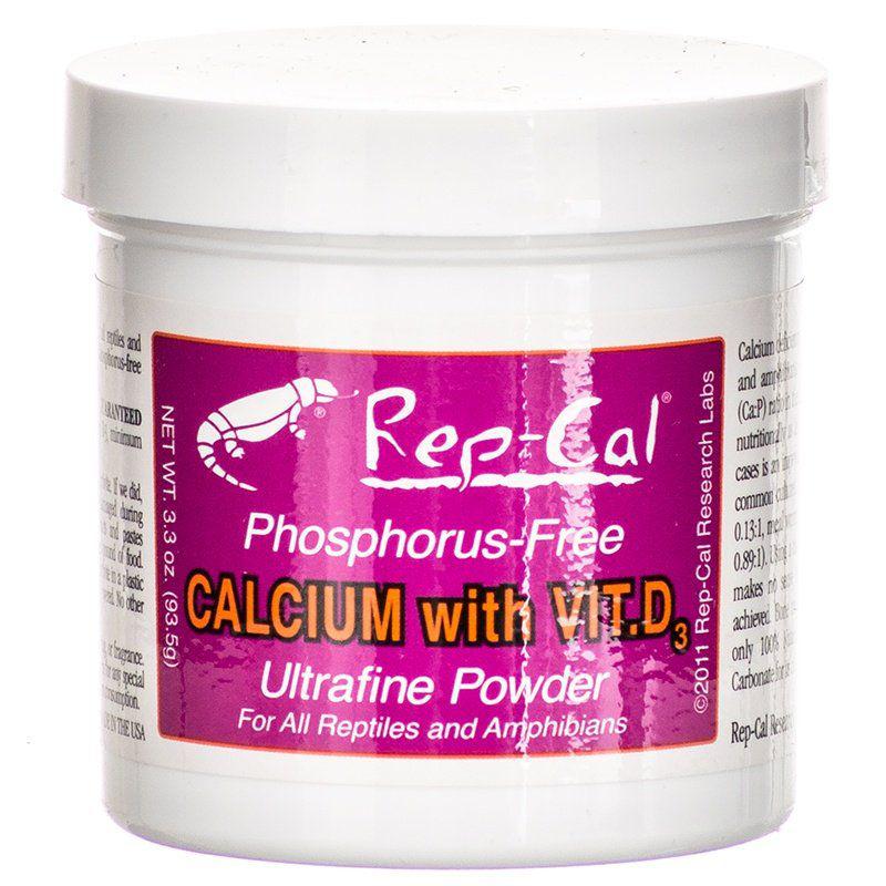 Rep Cal Phosphorus Free Calcium with Vitamin D3 - Ultrafine Powder-Reptile-Rep-Cal-3.3 oz-