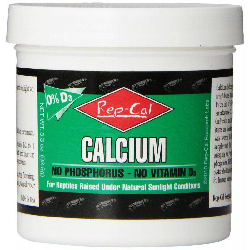 Rep Cal Phosphorus Free Calcium without Vitamin D3 - Ultrafine Powder-Reptile-Rep-Cal-3.3 oz-