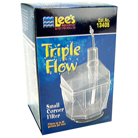 Lees Triple Flow Corner Filter-Fish-Lee's-Small - 3.25"L x 3.25"W x 5"H (45 GPH)-