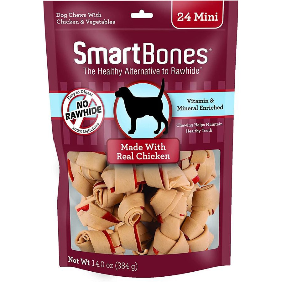 SmartBones Chicken & Vegetable Dog Chews-Dog-Smartbones-Mini - 2" Long - Dogs under 20 Lbs (24 Pack)-