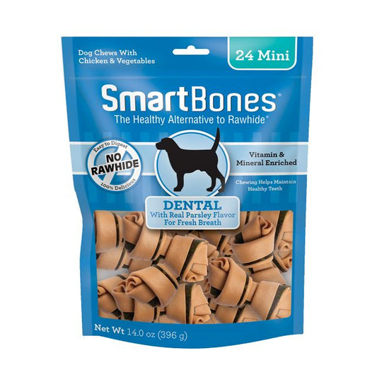 SmartBones Dental Bones - Chicken & Vegetable Dog Chews-Dog-Smartbones-Mini - 2" Long - Dogs under 20 Lbs (24 Pack)-