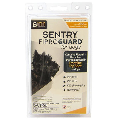 Sentry FiproGuard for Dogs-Dog-Sentry-Dogs up to 22 lbs (6 Doses)-
