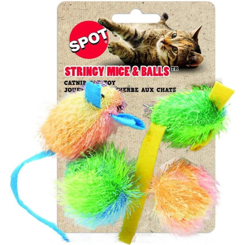 Spot Spotnips Stringy Mice & Balls Catnip Toy-Cat-Spot-4 Pack-