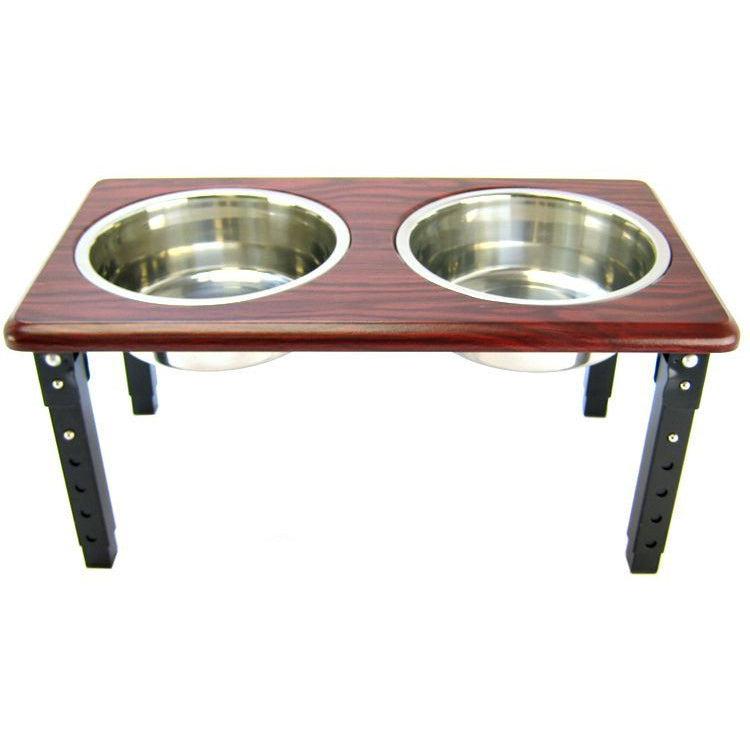 Spot Posture Pro Double Diner - Stainless Steel & Cherry Wood-Dog-Spot-2 Quart (8"-12" Adjustable Height)-