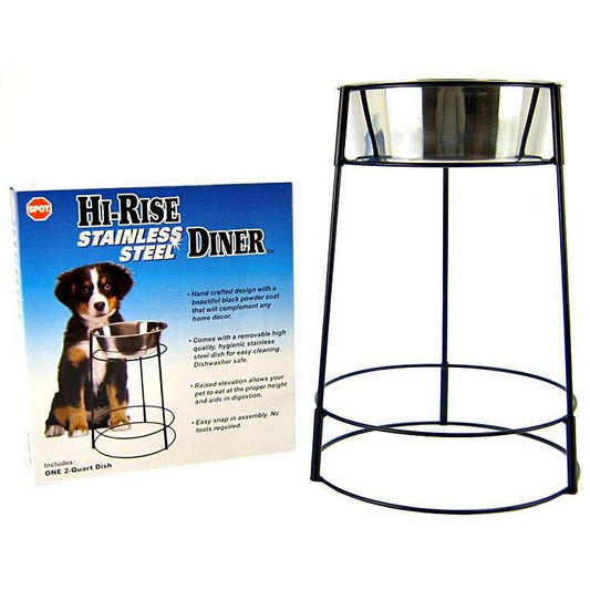 Spot Hi-Rise Single Stainless Steel Diner-Dog-Spot-2 Quart (14.25" Tall x 6.5" Diameter Bowl)-