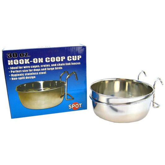 Spot Stainless Steel Hook-On Coop Cup-Bird-Spot-30 oz (6.5" Diameter)-