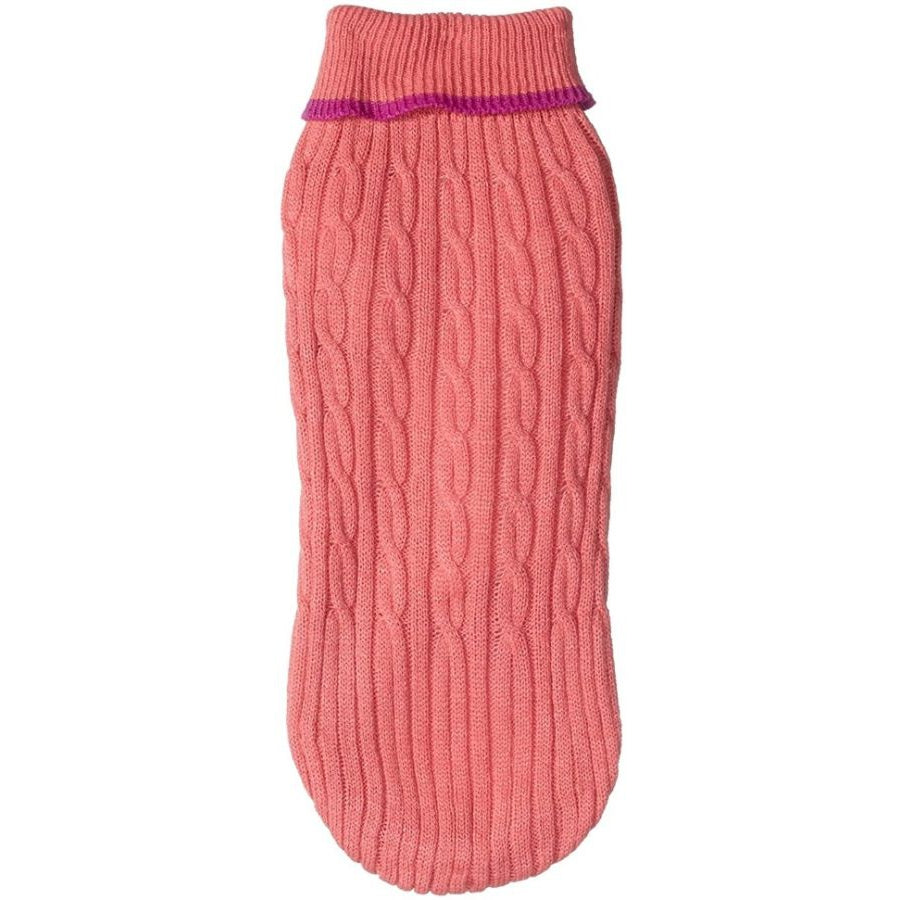 Fashion Pet Cable Knit Dog Sweater - Pink-Dog-Fashion Pet-Medium (14"-19" From Neck Base to Tail)-