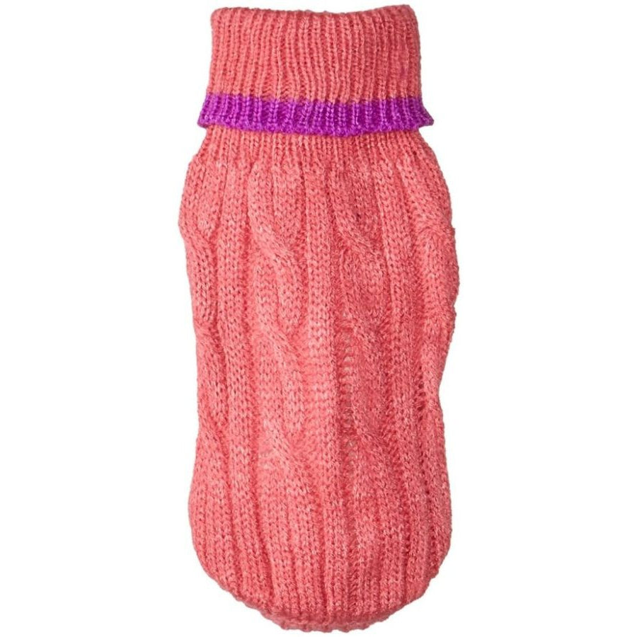 Fashion Pet Cable Knit Dog Sweater - Pink-Dog-Fashion Pet-XXX-Small (4" From Neck Base to Tail)-