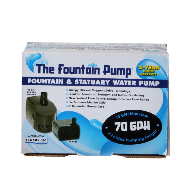 Danner Fountain Pump Magnetic Drive Submersible Pump-Fish-Danner-SP-70 (70 GPH) with 6' Cord-