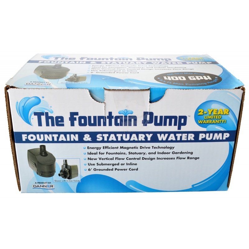 Danner Fountain Pump Magnetic Drive Submersible Pump-Fish-Danner-SP-400 (400 GPH) with 6' Cord-