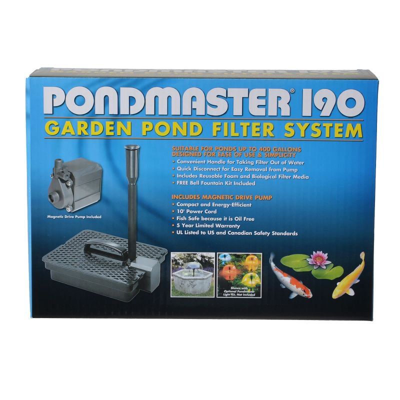 Pondmaster Garden Pond Filter System Kit-Fish-Pondmaster-Model 190 - 190 GPH (Up to 400 Gallons)-