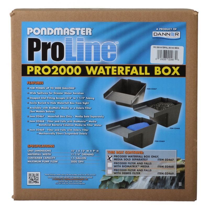 Pondmaster Pro Series Pond Biological Filter & Waterfall-Fish-Pondmaster-Pro 2000 - (15"L x 12"W x 11.25"H)-