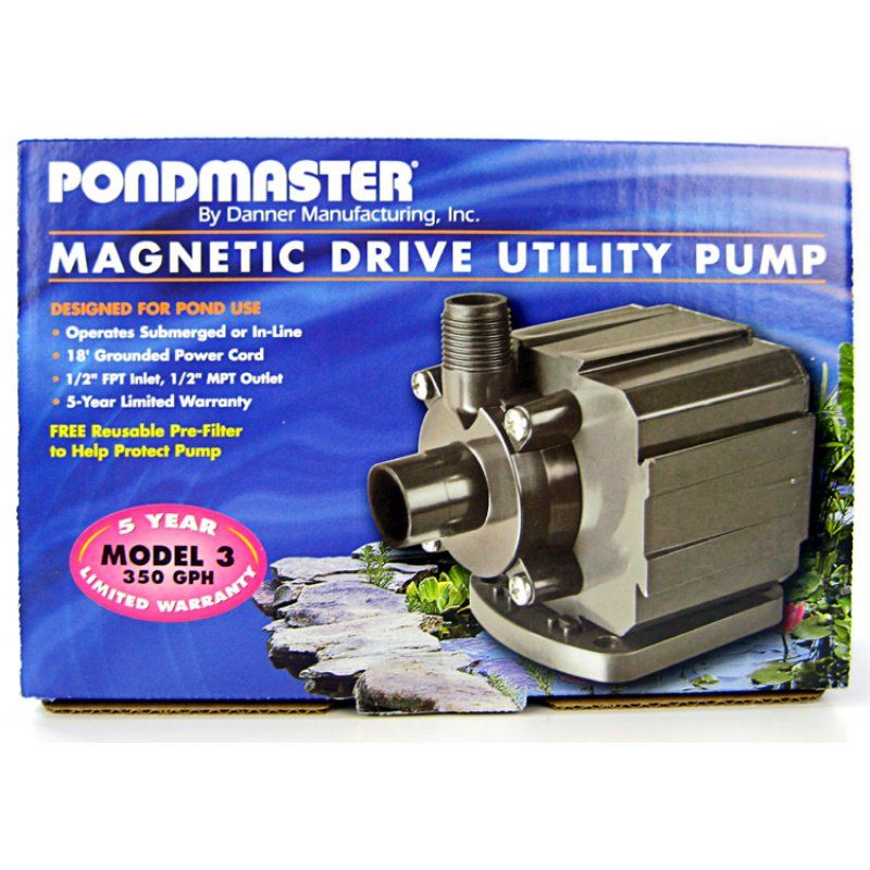 Pondmaster Pond-Mag Magnetic Drive Utility Pond Pump-Fish-Pondmaster-Model 3.5 (350 GPH)-