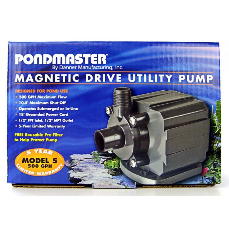 Pondmaster Pond-Mag Magnetic Drive Utility Pond Pump-Fish-Pondmaster-Model 5 (500 GPH)-