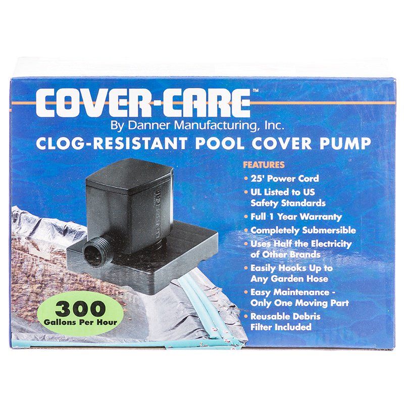Danner Cover-Care Clog -Resistant Pool Cover Pump-Fish-Danner-300 GPH with 25' Cord-