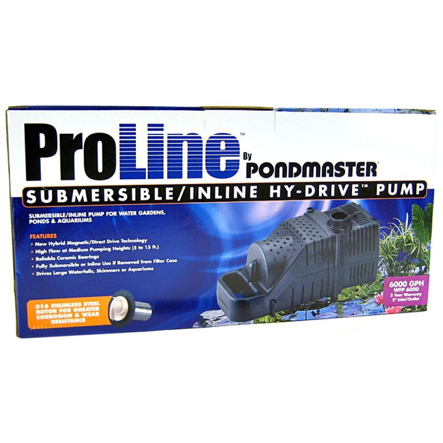 Pondmaster ProLine Submersible/Inline Hy-Drive Pump-Fish-Pondmaster-6,000 GPH with 20' Cord-