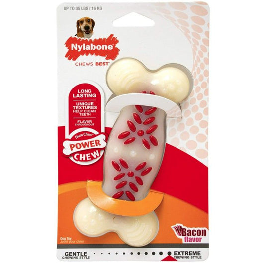 Nylabone Dura Chew White & Red Dog Bone - Bacon Flavor-Animals & Pet Supplies-BimBimPet-
