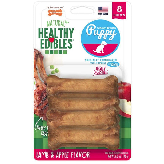 Nylabone Healthy Edibles DHA Omega-3 Puppy - Lamb & Apples Flavor-Dog-Nylabone-Petite (8 Pack)-