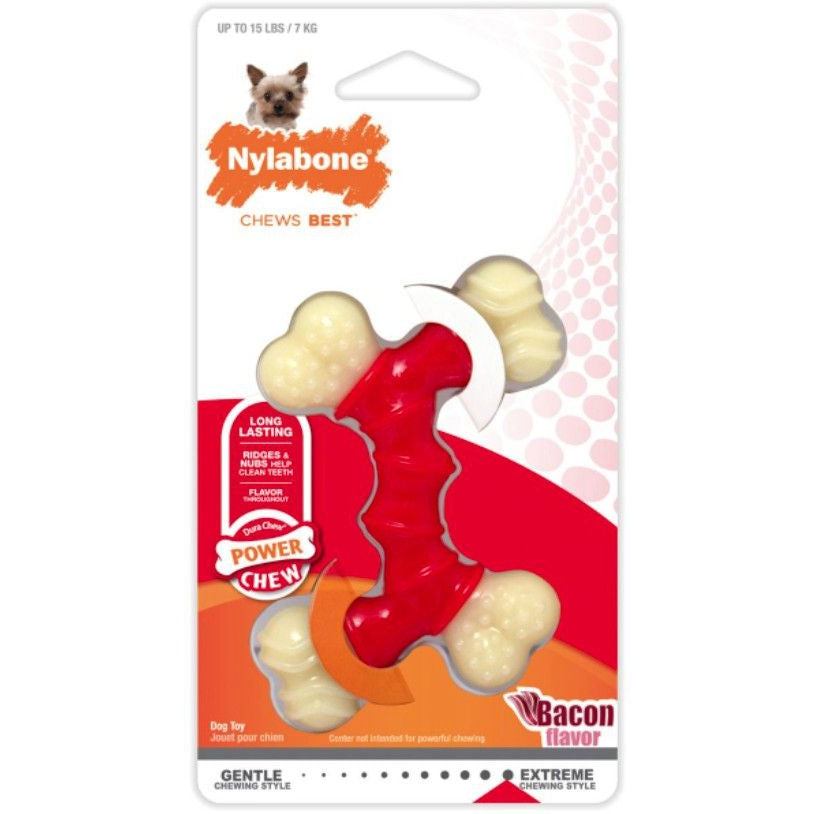 Nylabone Dura Chew Double Bone - Bacon Flavor-Dog-Nylabone-Petite - Dogs up to 15 lbs-