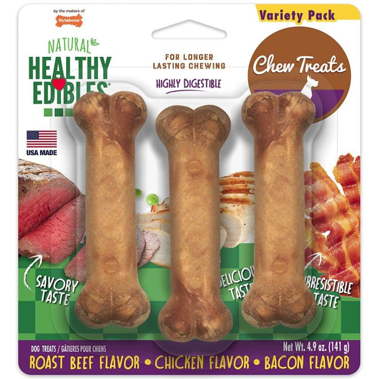 Nylabone Healthy Edibles Wholesome Dog Chews - Variety Pack-Dog-Nylabone-Regular (3 Pack)-