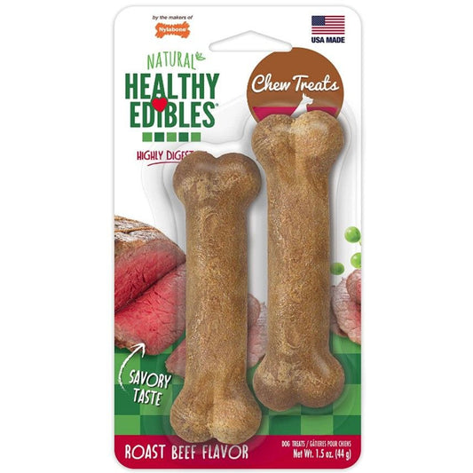 Nylabone Healthy Edibles Wholesome Dog Chews - Roast Beef Flavor-Dog-Nylabone-Petite (2 Pack)-