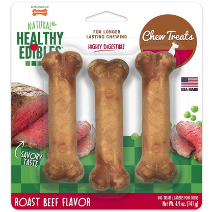 Nylabone Healthy Edibles Wholesome Dog Chews - Roast Beef Flavor-Dog-Nylabone-Regular (3 Pack)-