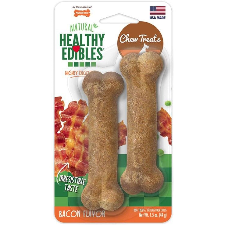 Nylabone Healthy Edibles Wholesome Dog Chews - Bacon Flavor-Dog-Nylabone-Petite (2 Pack)-