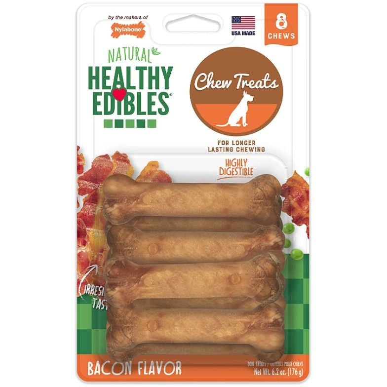 Nylabone Healthy Edibles Wholesome Dog Chews - Bacon Flavor-Dog-Nylabone-Petite (8 Pack)-