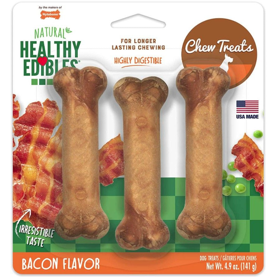 Nylabone Healthy Edibles Wholesome Dog Chews - Bacon Flavor-Dog-Nylabone-Regular (3 Pack)-