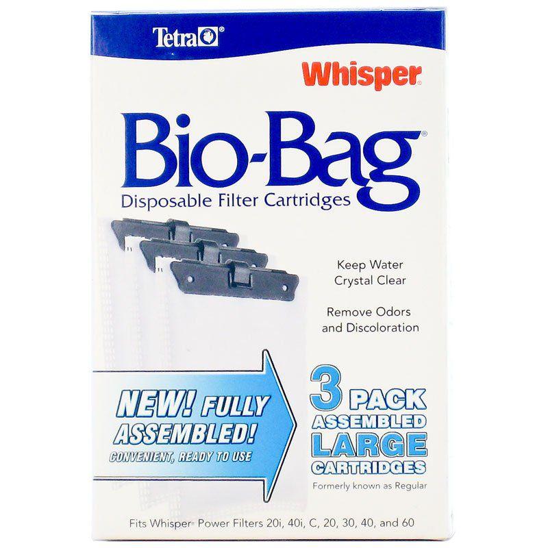 Tetra Bio-Bag Disposable Filter Cartridges-Fish-Tetra-Large - For Whisper 20i, 40i, C, 20, 30, 40 & 60 Power Filters (3 Pack)-