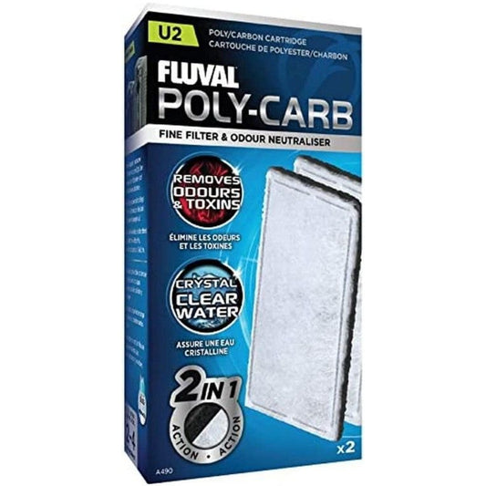 Fluval Underwater Filter Stage 2 Polyester/Carbon Cartridges-Fish-Fluval-U2 Filter Cartridge (2 Pack)-