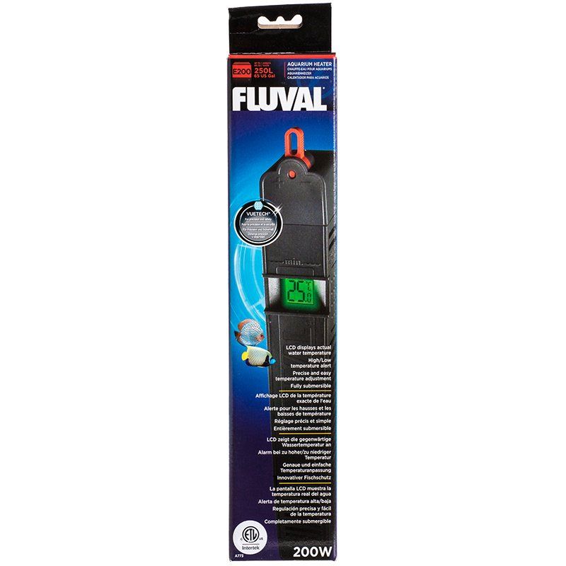 Fluval Vuetech Digital Aquarium Heater - E Series-Fish-Fluval-E200 - 200 Watts - Up to 65 Gallons (14" Long)-