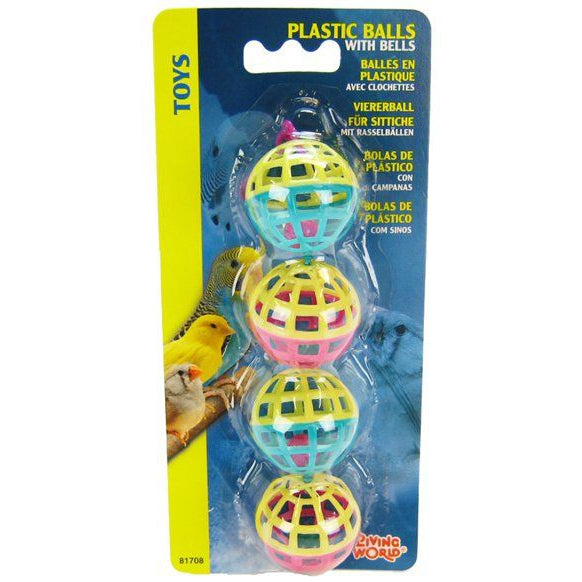 Living World Plastic Balls with Bells Bird Toy-Bird-Living World-4 Pack-