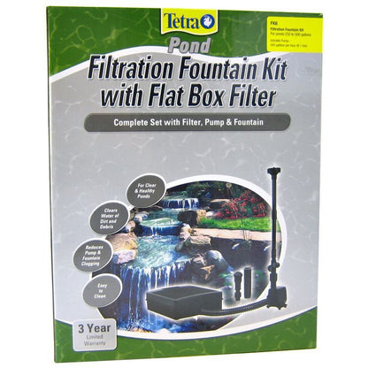 Tetra Pond Filtration Fountain Kit with Submersible Flat Box Filter-Fish-Tetra Pond-FK6 - 550 GPH - For Ponds up to 500 Gallons-