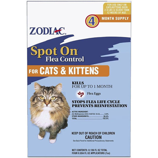 Zodiac Spot on Flea Controller for Cats & Kittens-Cat-Zodiac-4 Pack-