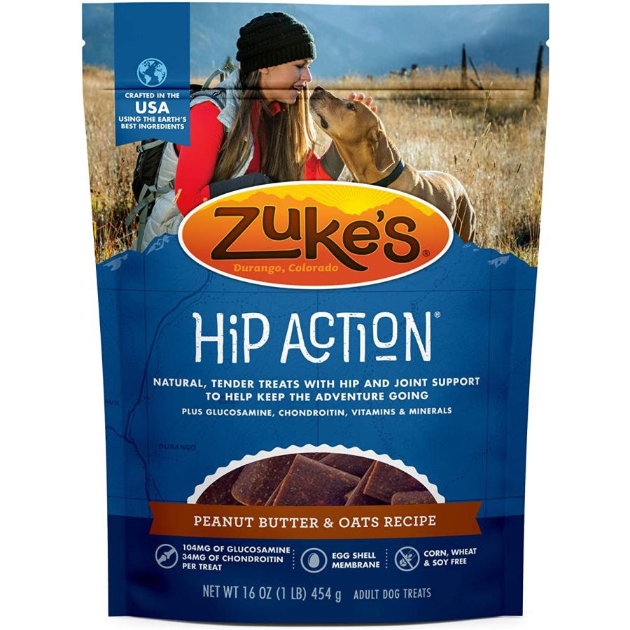 Zukes Hip Action Dog Treats - Peanut Butter & Oats Recipe-Dog-Zukes-1 lb-