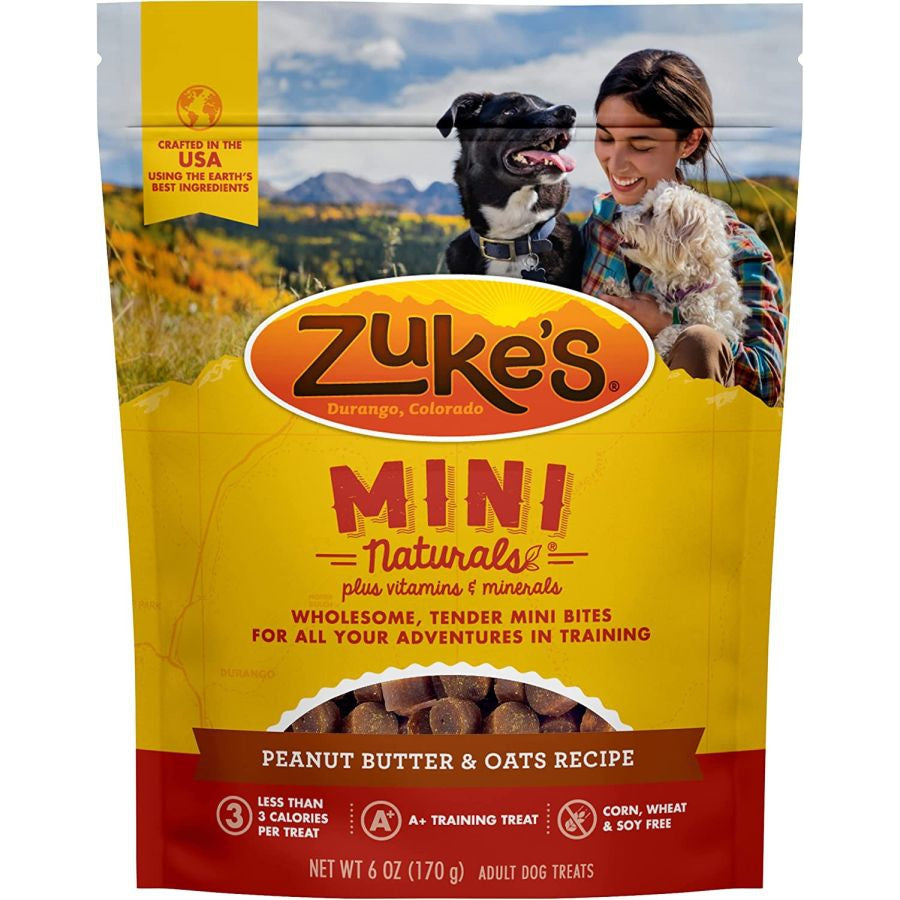 Zukes Mini Naturals Dog Treats - Peanut Butter & Oats Recipe-Dog-Zukes-6 oz-