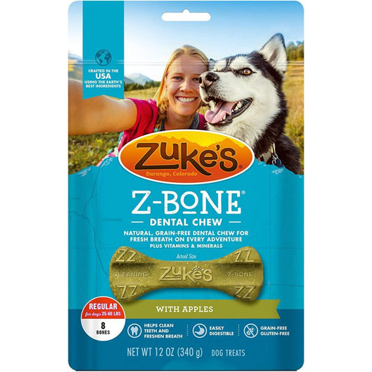 Zukes Z-Bones Dental Chews - Clean Apple Crisp-Dog-Zukes-Regular (8 Pack - 12 oz)-