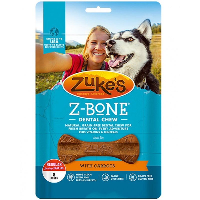 Zukes Z-Bones Dental Chews - Clean Carrot Crisp-Dog-Zukes-Regular (8 Pack - 12 oz)-