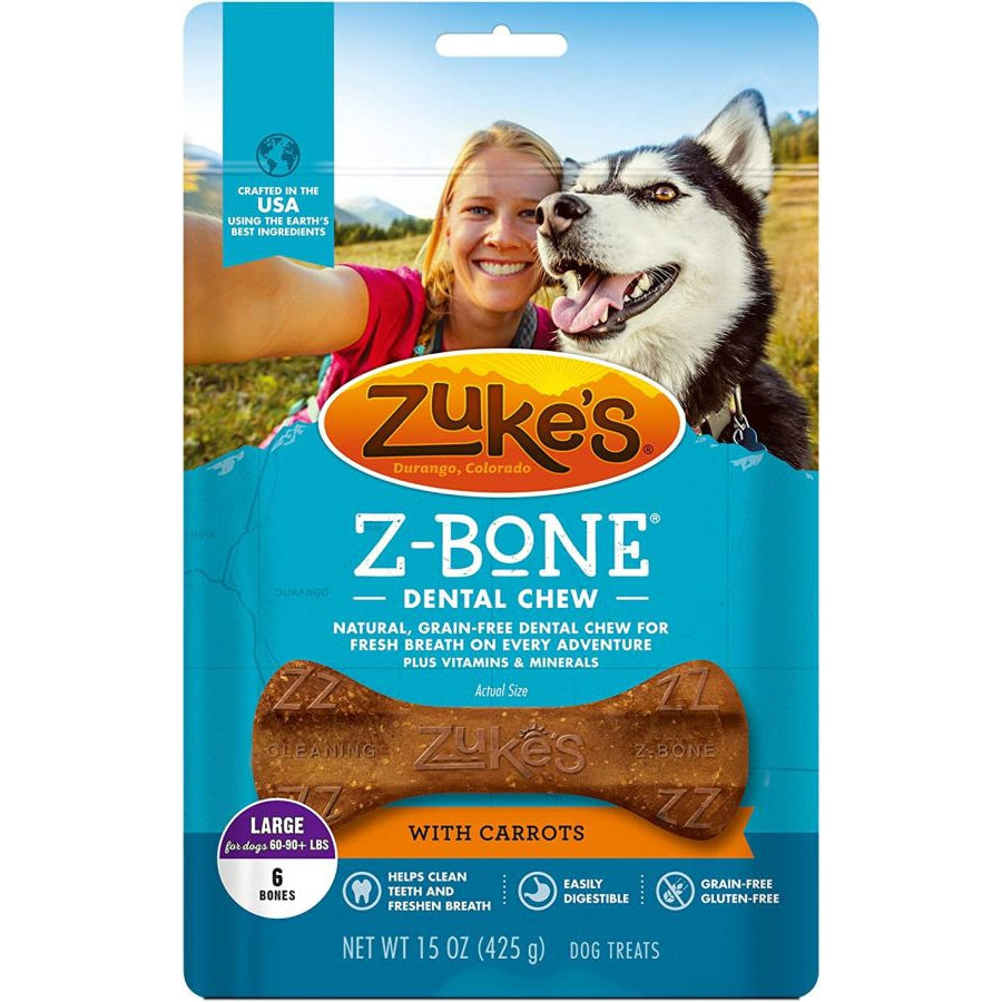 Zukes Z-Bones Dental Chews - Clean Carrot Crisp-Dog-Zukes-Large (6 Pack - 15 oz)-