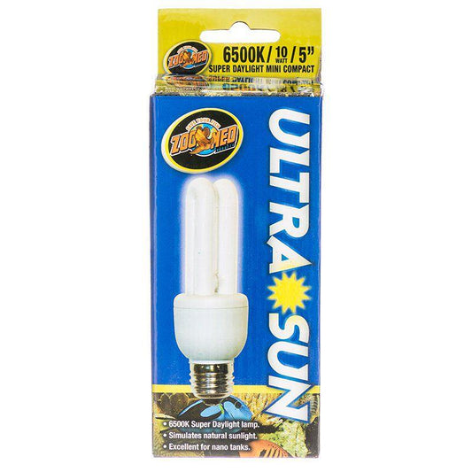 Zoo Med Aquatic Ultra Sun 6500K Compact Flourescent Daylight Bulb-Fish-Zoo Med-10 Watts (5" Bulb)-