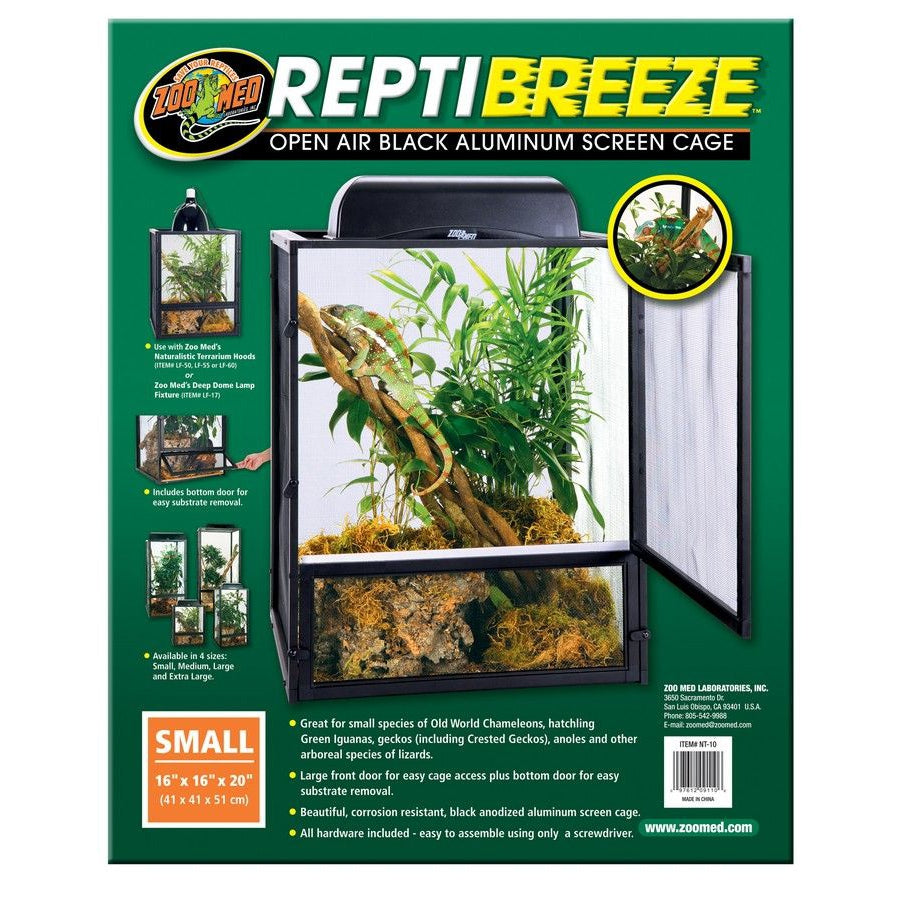 Zoo Med Reptibreeze Open Air Aluminum Screen Cage - Black-Reptile-Zoo Med-Small (16"L x 16"W x 20"H)-