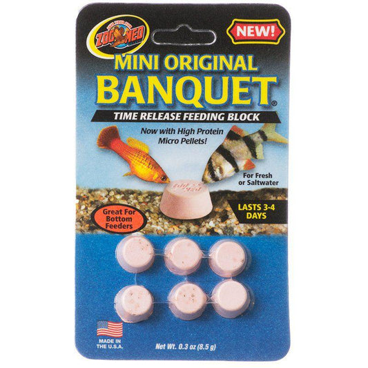 Zoo Med Mini Original Banquet Fish Feeding Block-Fish-Zoo Med-Mini - .3 oz Total (6 Pack)-