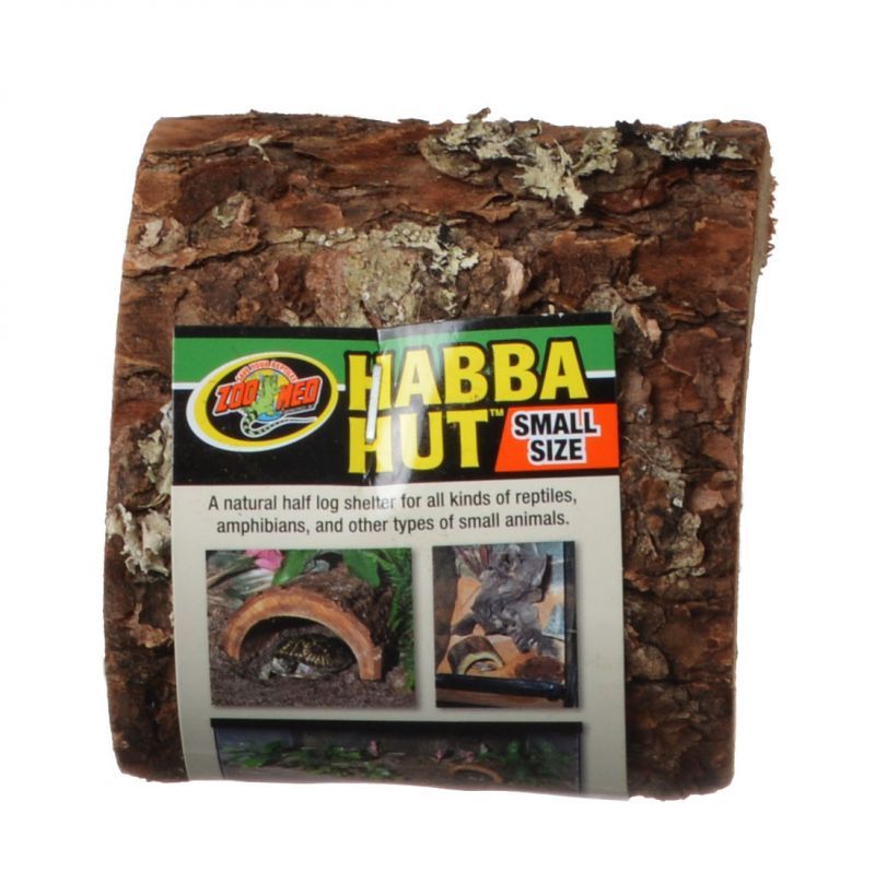 Zoo Med Habba Hut Natural Half Log with Bark Shelter-Reptile-Zoo Med-Small (3.25"L x 4.5"W x 2"H)-