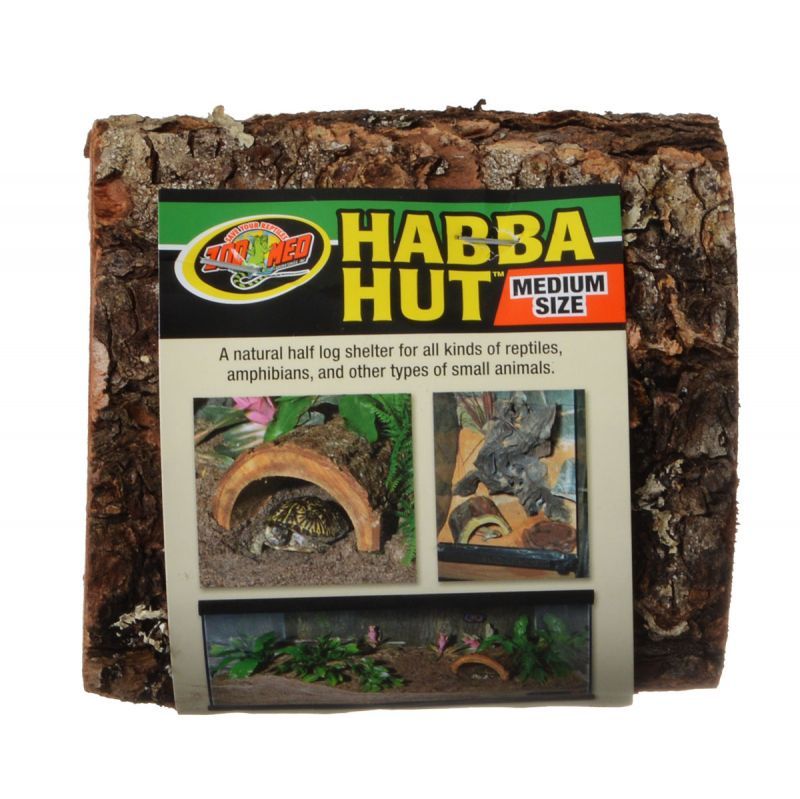 Zoo Med Habba Hut Natural Half Log with Bark Shelter-Reptile-Zoo Med-Medium (5"L x 4.75"W x 2.75"H)-