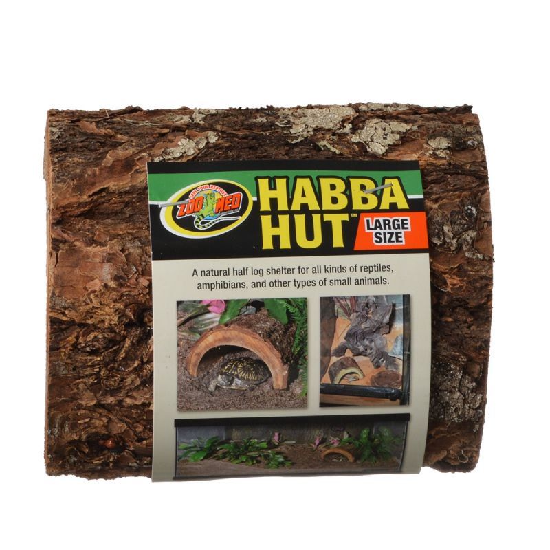 Zoo Med Habba Hut Natural Half Log with Bark Shelter-Reptile-Zoo Med-Large (7"L x 7.5"W x 3.75"H)-