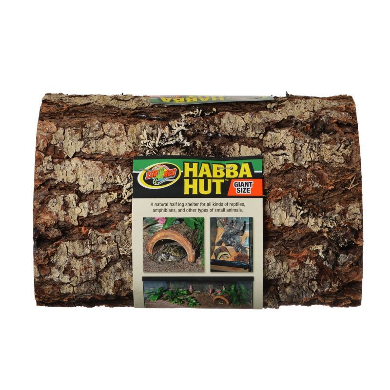 Zoo Med Habba Hut Natural Half Log with Bark Shelter-Reptile-Zoo Med-Giant (11"L x 9.5"W x 5.5"H)-