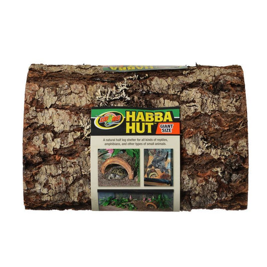 Zoo Med Habba Hut Natural Half Log with Bark Shelter-Reptile-Zoo Med-Giant (11"L x 9.5"W x 5.5"H)-